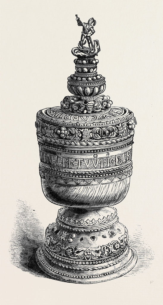 Detail of Ivory Grace Cup of Thomas a'Becket Set in Gold by Anonymous