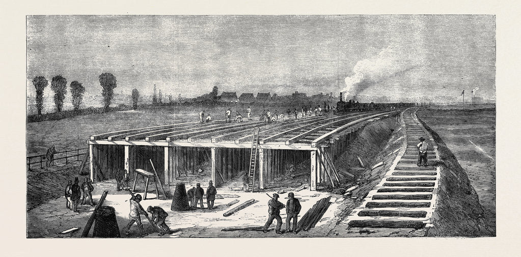 Detail of Constructing the Concrete Embankment Across the Plaistow Marshes: Depositing the Concrete London Main Drainage by Anonymous