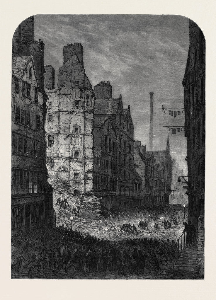 Detail of The Fall of a House in High Street Edinburgh: Searching for the Dead and Wounded by Torchlight by Anonymous