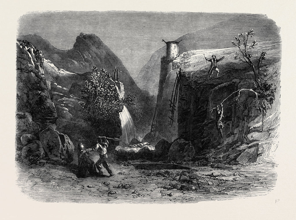 Detail of Scene from Mr. Falconer's New Drama Peep O'Day at the Lyceum Theatre: The Old Quarry in the Foil Dhuiv or Dark Valley by Anonymous
