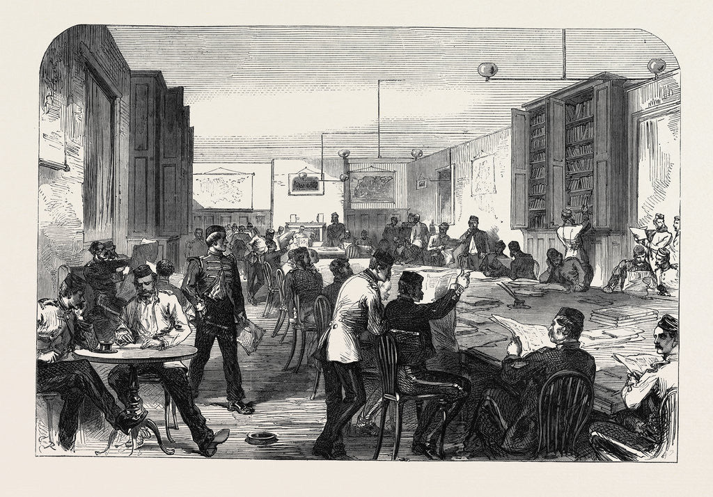 Detail of The Camp at Aldershott: Soldiers' Reading Room 1868 by Anonymous