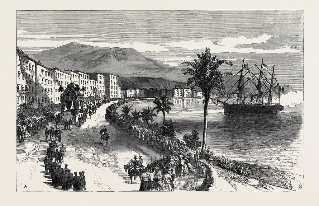 Detail of Funeral Procession of the Late King of Bavaria at Nice: The Cortége Passing Along the Promenade Des Anglais 1868 by Anonymous