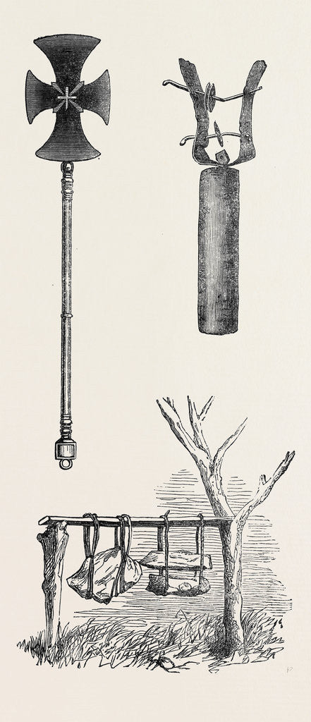 Detail of Cross Used in Celebrating the Sacrament Cymbals Used in Processions Bells of Musical Stone 1868 by Anonymous