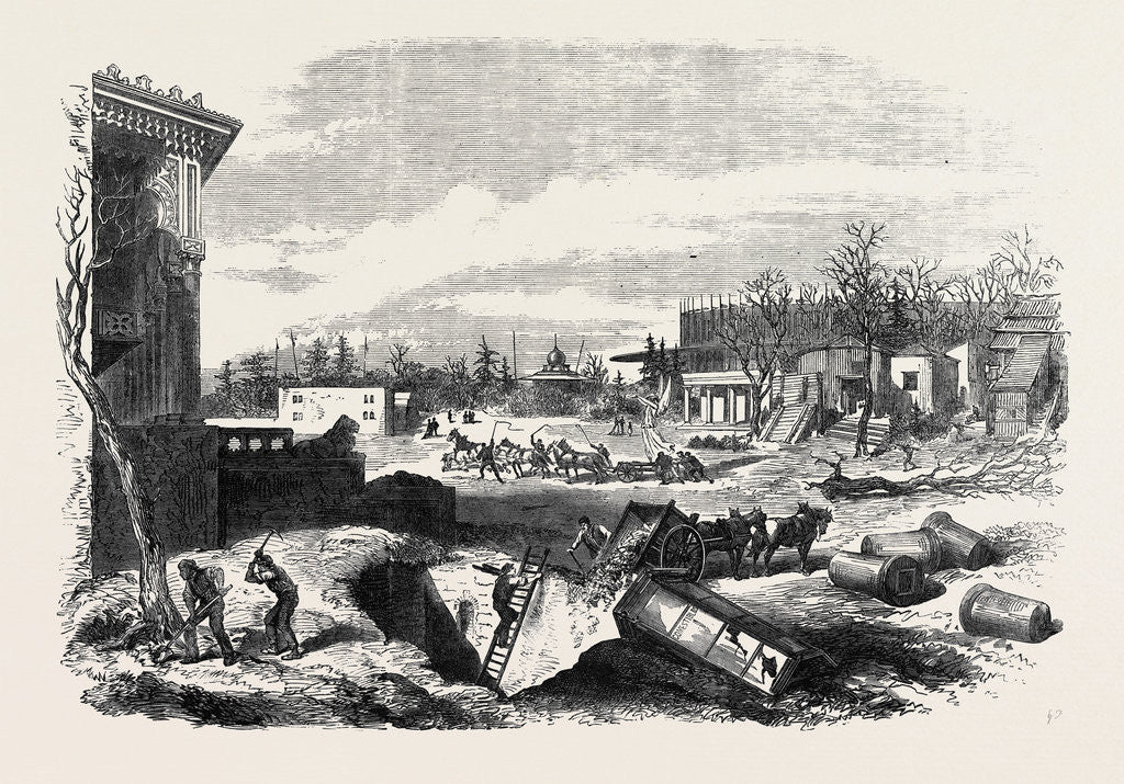 Detail of Demolition of the Paris Exhibition Building the Park 1868 by Anonymous