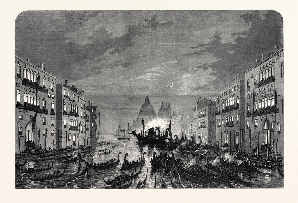 Detail of Procession of Funeral Gondolas with the Body of Daniel Manin on the Grand Canal Venice 1868 by Anonymous