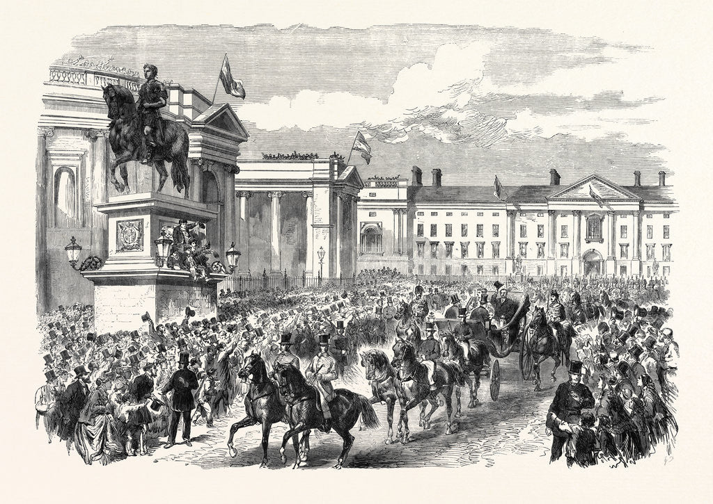 Detail of Visit of the Prince and Princess of Wales to Ireland: The Royal Procession Passing College Green Dublin 1868 by Anonymous