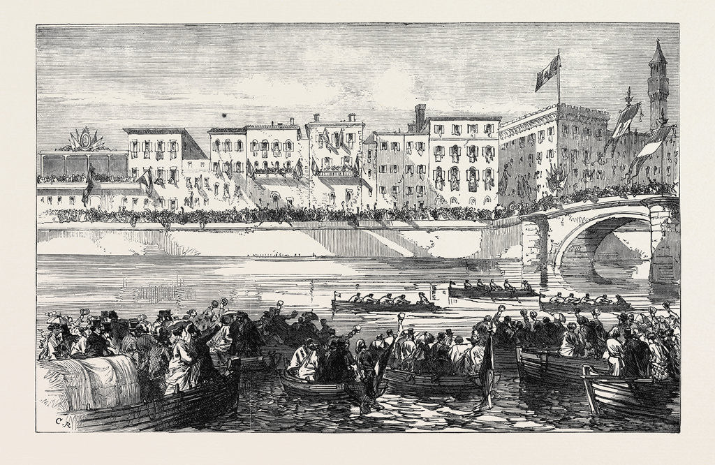 Detail of The Royal Marriage in Italy: Regatta on the Arno at Florence 1868 by Anonymous