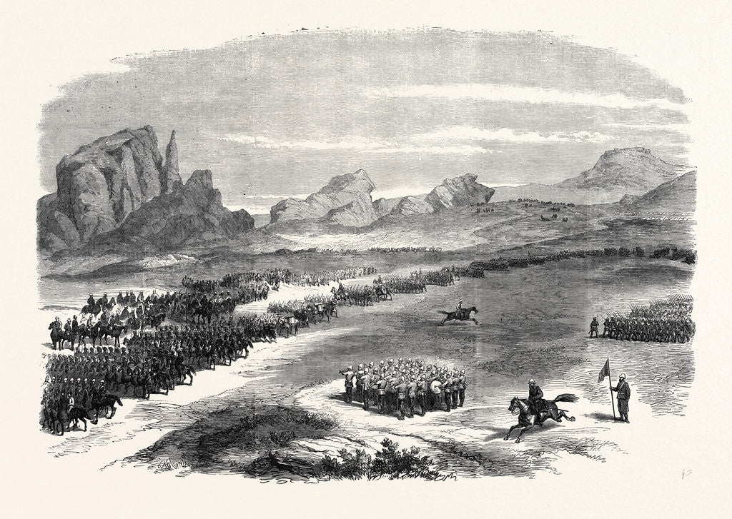 Detail of The Abyssinian Expedition: Review of the British Army on the Queen's Birthday at Senafe 1868 by Anonymous