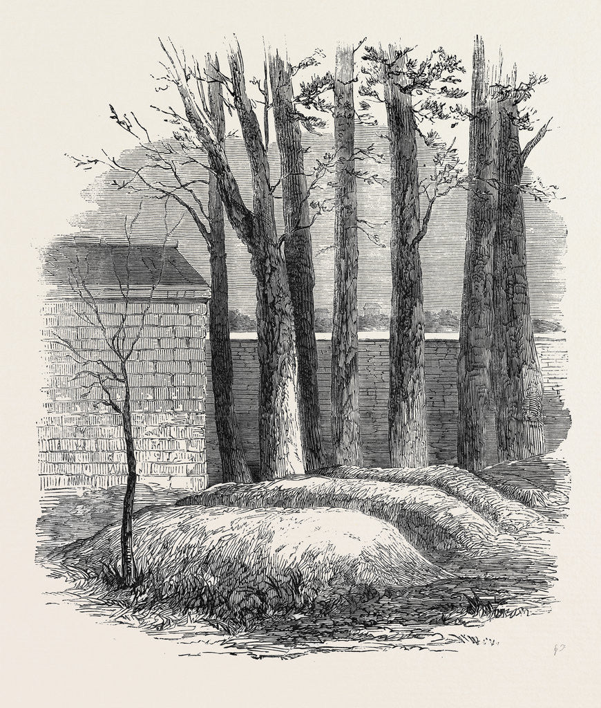 Detail of Close of the War with China: Graves of Lieut. Anderson Private Phipps and Messrs. De Norman and Bowlby in the Russian Cemetery Pekin by Anonymous