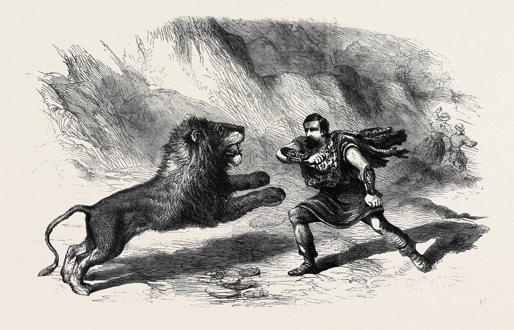 Detail of Mr. Crockett the Lion Tamer Performing with His Lions at Astley's Theatre the Lion Conqueror or the Death Jungle by Anonymous