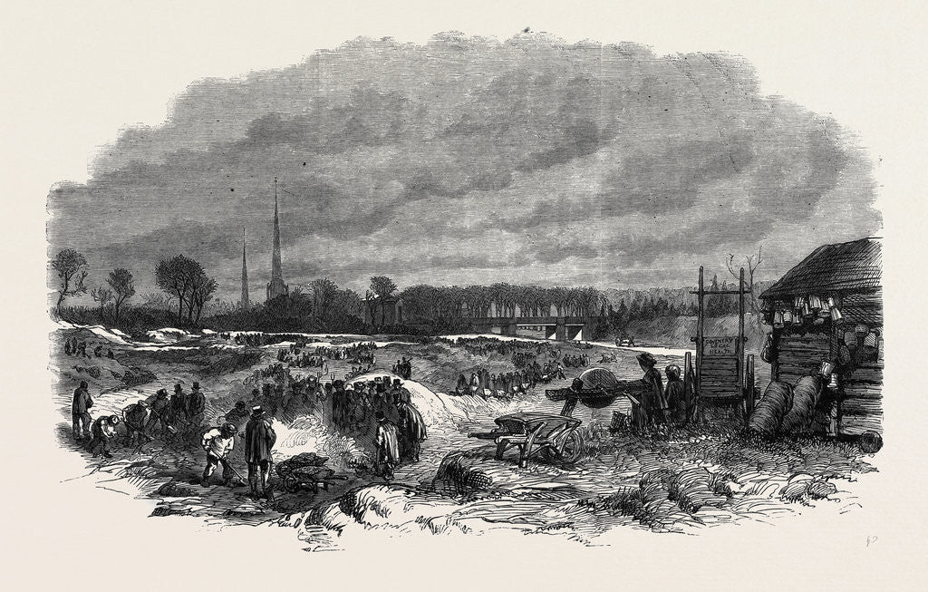 Detail of The Distress at Coventry Weavers Employed in Levelling Witley Common and Burning the Gorse 1861 by Anonymous