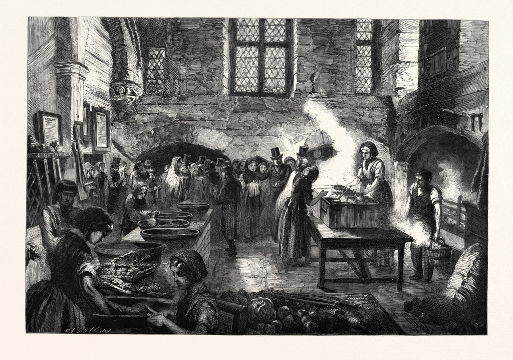 Detail of The Distress in Coventry Distribution of Soup for Distressed Weavers in the Kitchen of St. Mary's Hall by Anonymous
