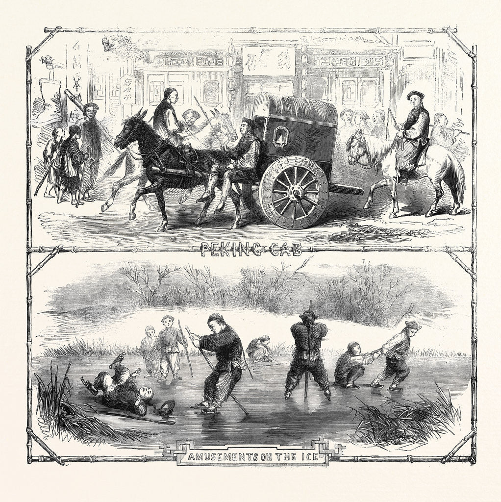 Detail of Sketches in China: Peking Cab Amusements on the Ice by Anonymous