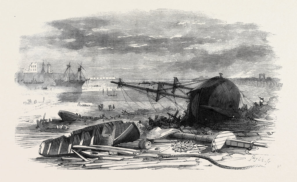 Detail of The Recent Gale Scene on the Shore Near Tynemouth February 1861 by Anonymous
