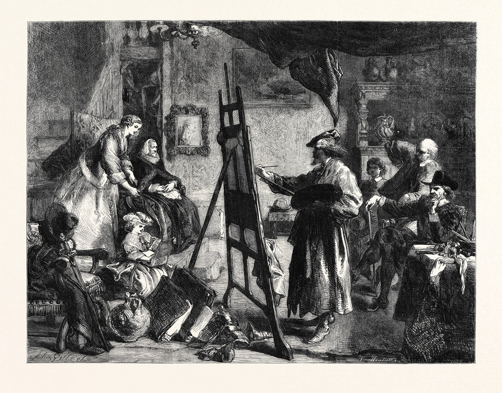 Detail of The Studio of Rembrandt, in the Exhibition of the British Institution by Anonymous