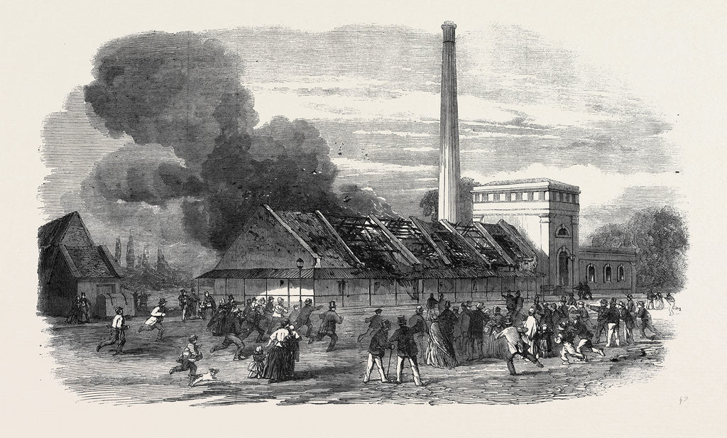 Detail of Explosion at the Government Gunpowder Works Near Waltham: The Powder Mills after the Explosion 1861 by Anonymous