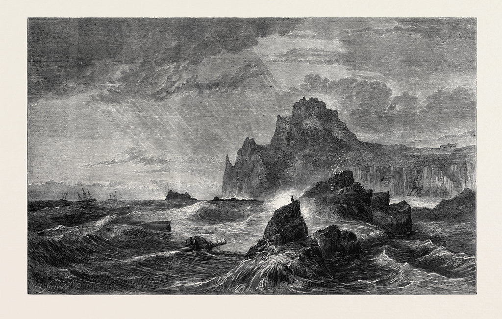 Detail of Mont Orgueil Castle Jersey, in the Exhibition of the Old Water Colour Society 1861 by Anonymous