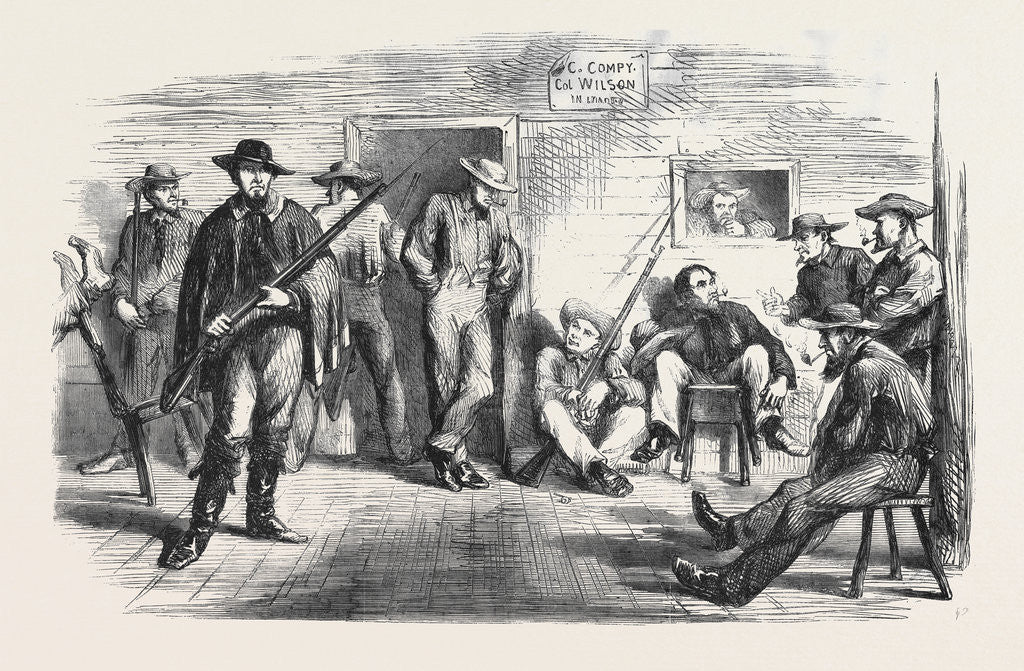 Detail of The Civil War in America: Some of Wilson's Boys in Wooden Camp at Staten Island by Anonymous