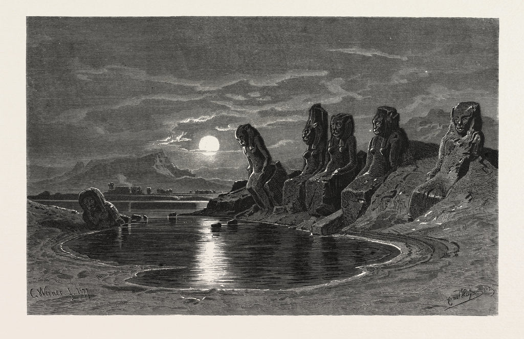 Detail of Sekhet Statues Near The Temple of Mut, Karnak by Anonymous