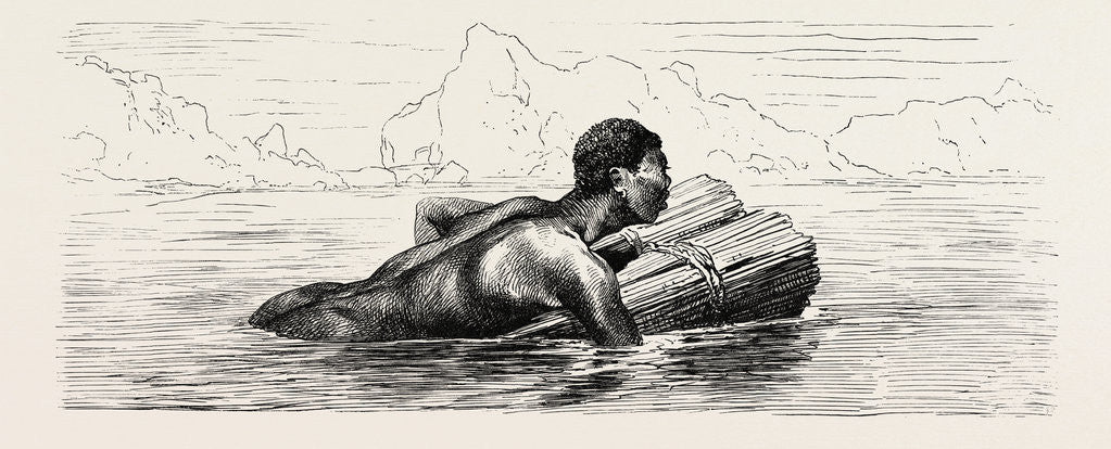 Detail of Nubian Swimming On A Bundle of Reeds by Anonymous