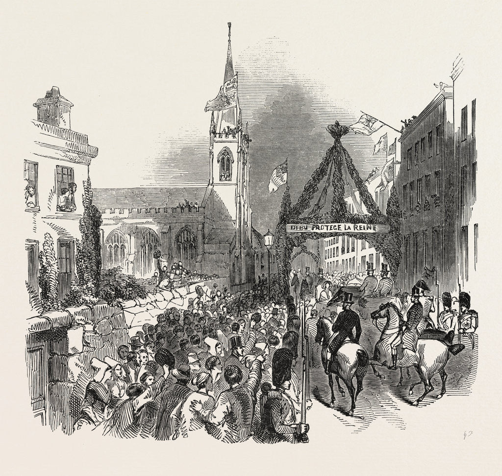 Detail of Queen Victoria Passing St. Mark's Church, Jersey, 1846 by Anonymous