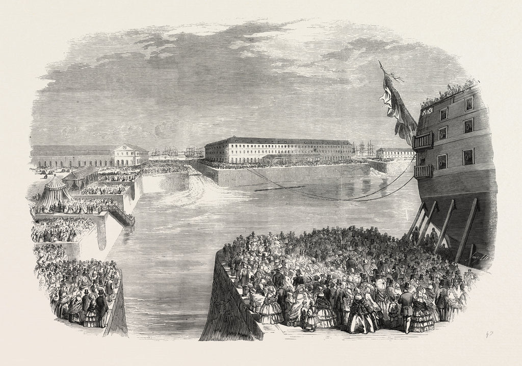 Detail of Filling Napoleon Dock, Cherbourg, France, 1858 by Anonymous