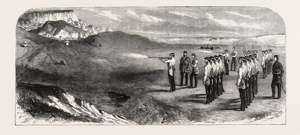 Detail of The Hon. Artillery Company of London Practising with the Rifle, Seaford, East Sussex, UK, 1858 by Anonymous