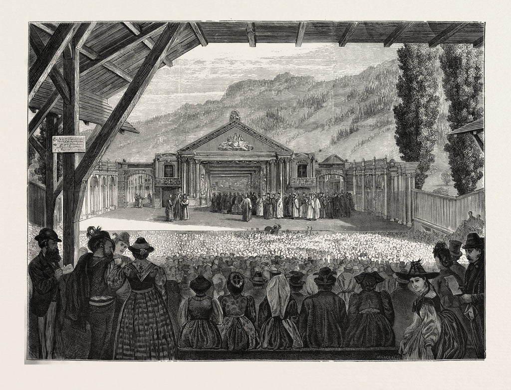 Detail of The Theatre of Oberammergau Passion Play, Bavaria, Bayern, Germany, 1870 by Anonymous
