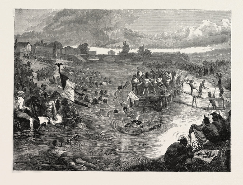 Detail of French Soldiers Bathing at Nancy, France, 1870 by Anonymous