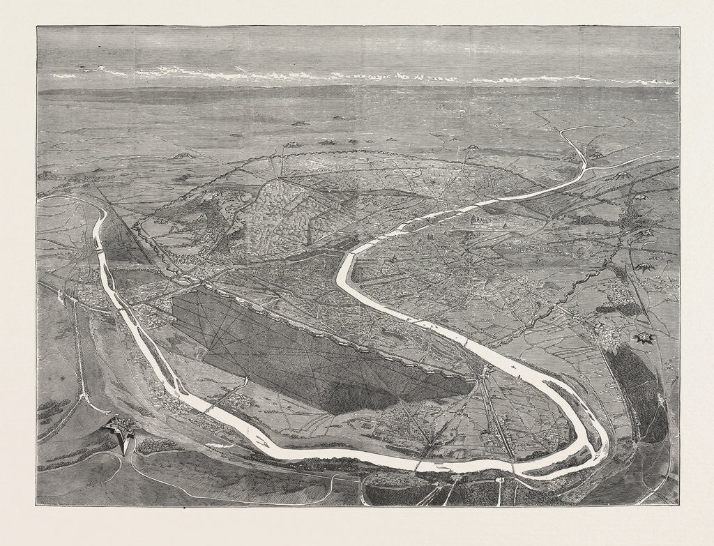 Detail of Bird's-Eye View of Paris and Its Fortifications, France, 1870 by Anonymous