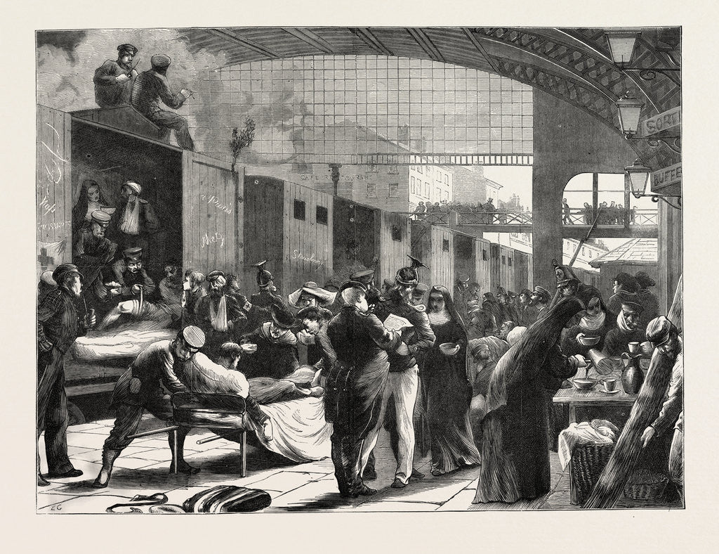 Detail of Scene at a Railway Station on the Arrival of a Train with Wounded People, 1870 by Anonymous
