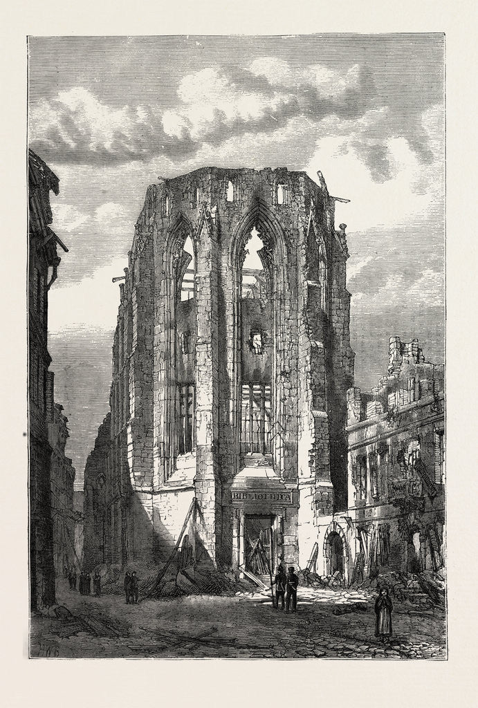 Detail of Strasbourg after the Bombardment: The Ruins of the Library, France, 1870 by Anonymous