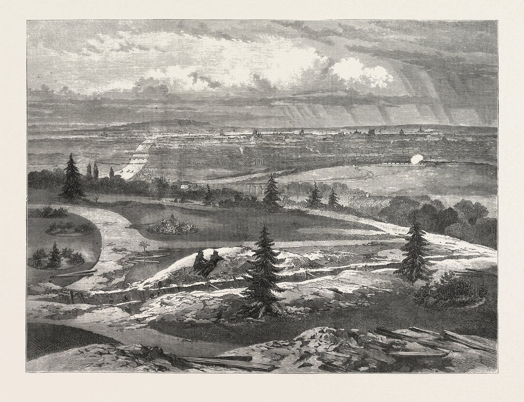 Detail of View of Paris from Prince Napoleon's Garden at Meudon, France, 1870 by Anonymous