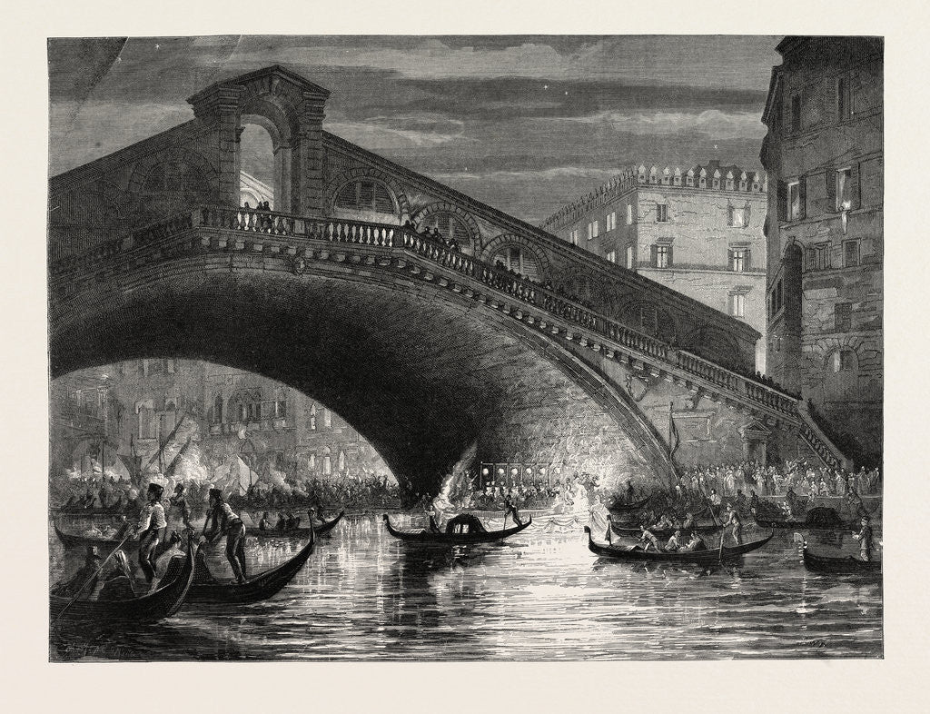 Detail of A Fete at Venice, Italy: The Rialto, 1870 by Anonymous