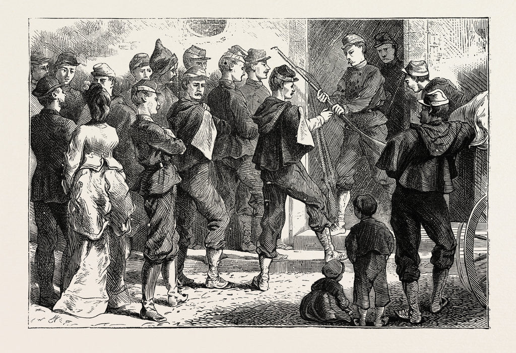 Detail of Life in Tours, France: Distribution of Arms at the Gate of the College, 1870 by Anonymous