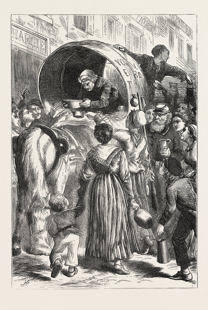 Detail of Selling Milk in the Street, Paris, France, 1870 by Anonymous