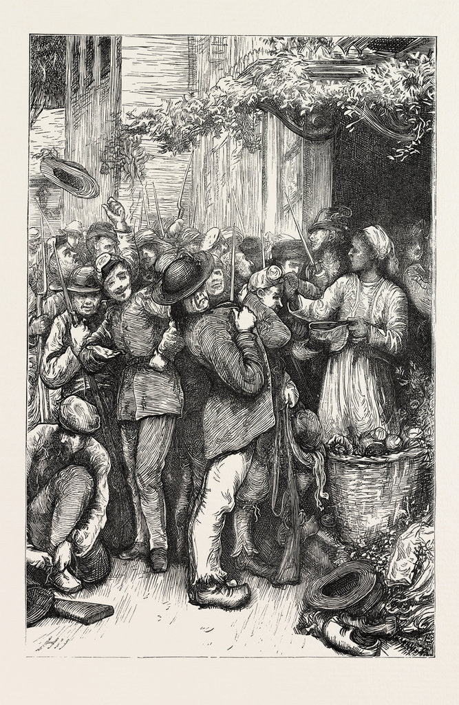 Detail of Count Keratry's Breton Army: Trying on Uniforms at St. Quimper by Anonymous