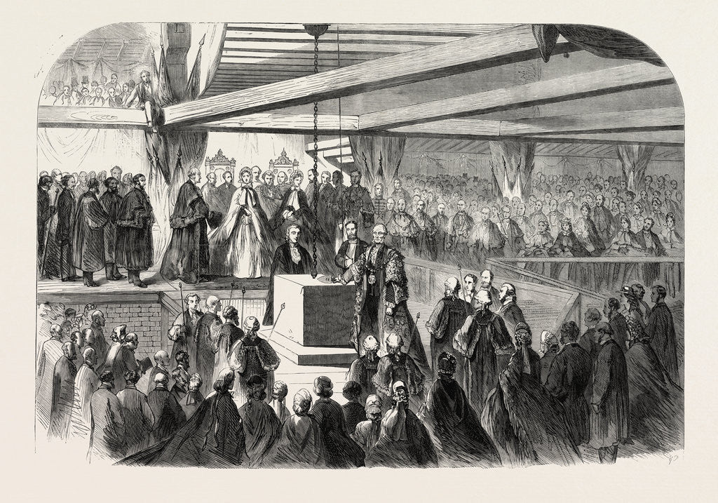 Detail of Lord Mayor Hale Laying Foundation Stone of New Blackfriars Bridge, London, 1865 by Anonymous
