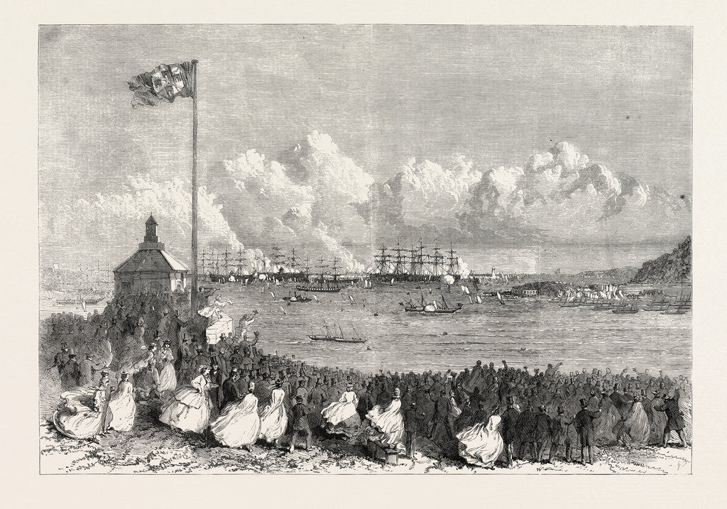 Detail of The Prince and Princess of Wales at Plymouth: Scene on the Hoe on the Arrival of the Royal Yacht in the Sound, UK, 1865 by Anonymous