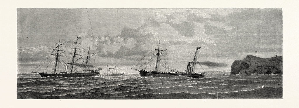 Detail of The Atlantic Telegraph: Paying Out the Shore End of the Cable from the Caroline Off Valencia, Spain, 1865 by Anonymous