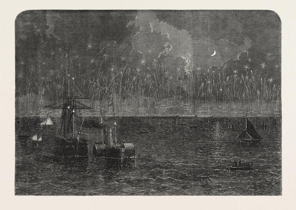 Detail of Illumination of the Fleets at Spithead on the Evening of the Grand Admiralty Banquet, UK, 1865 by Anonymous