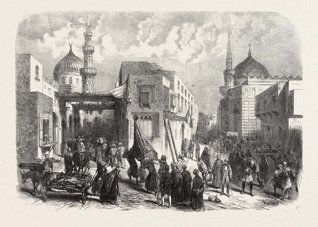 Detail of The Old Quarter of Cairo During the Prevalence of Cholera: The Ambulance of the French Consulate, Egypt by Anonymous