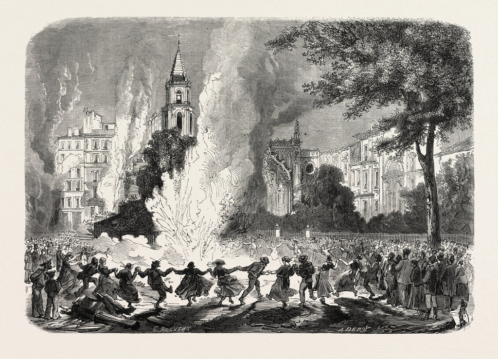 Detail of Cholera at Marseilles, Marseille, France: Fires Lighted in the Square of the Old Palace of Justice During the Epidemic, 1865 by Anonymous