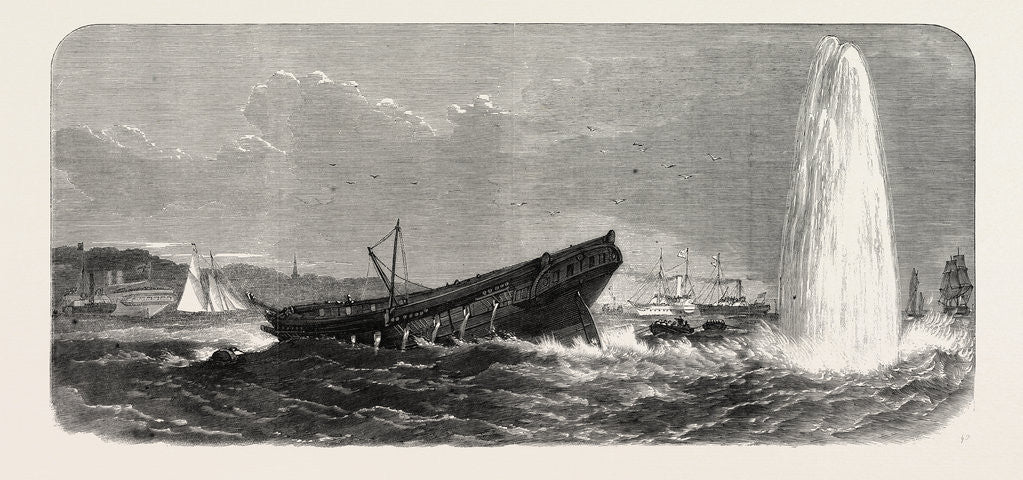 Detail of Experiments with Torpedoes in Medway, UK: Blowing Up of the Terpsichore, Explosion of One of the Other Torpedoes, 1865 by Anonymous