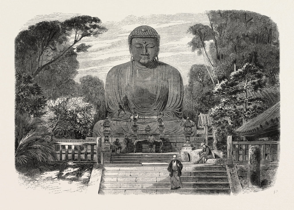 Detail of The Daiboutz, a Bronze Colossal Statue on the Site of the Old Capital of the Tycoons, Japan, 1865 by Anonymous