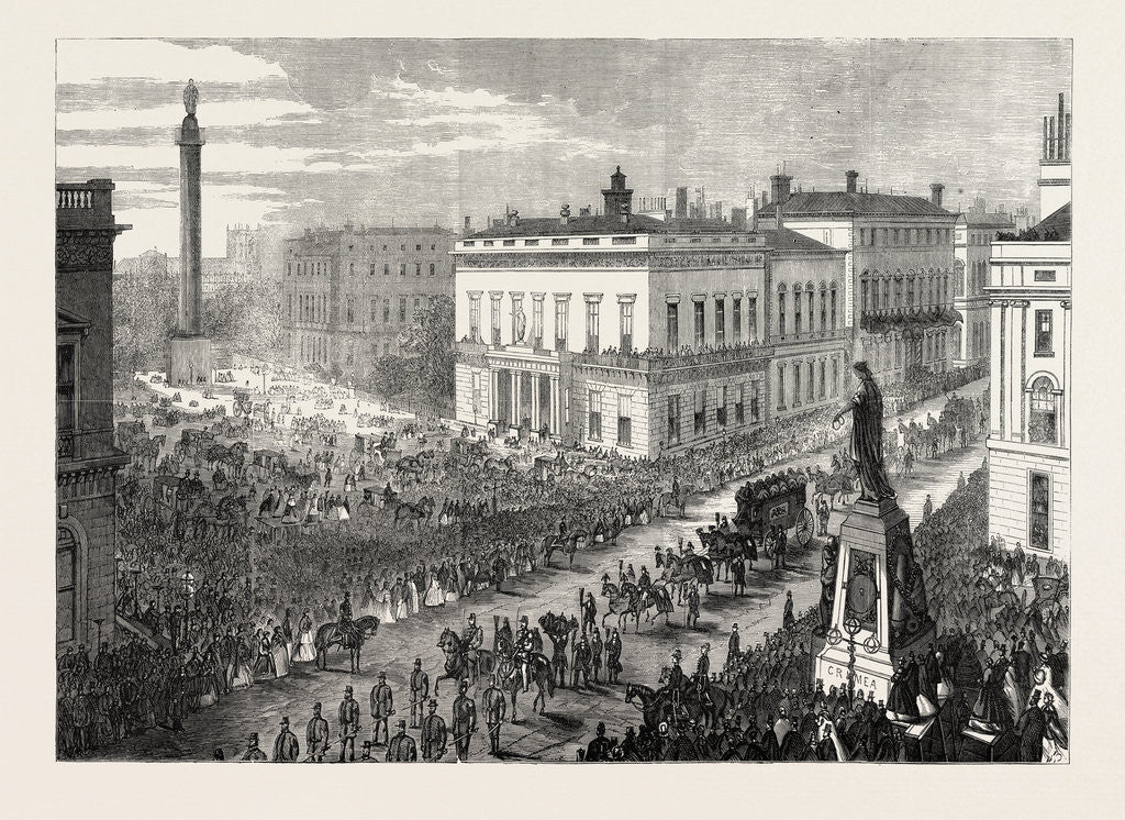Detail of The Funeral of Lord Palmerston: The Procession Passing Along Pall Mall, London, 1865 by Anonymous
