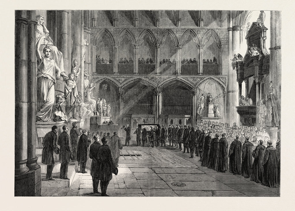 Detail of Funeral of Lord Palmerston: The Procession to the Grave in the Interior of Westminster Abbey, London, 1865 by Anonymous