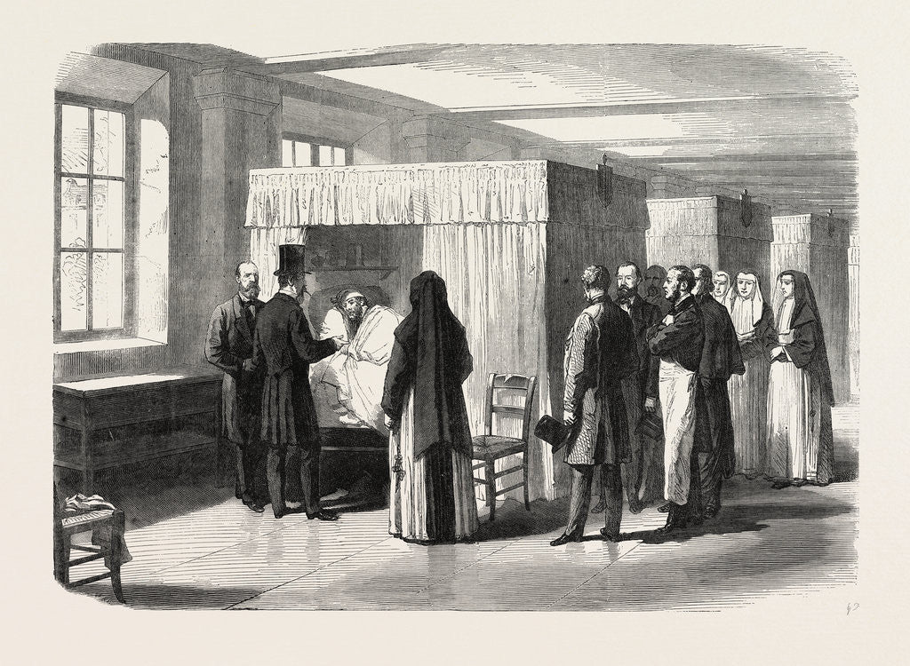 Detail of Visit of the Emperor of the French to the Cholera Wards of the Hotel Dieu, France, 1865 by Anonymous