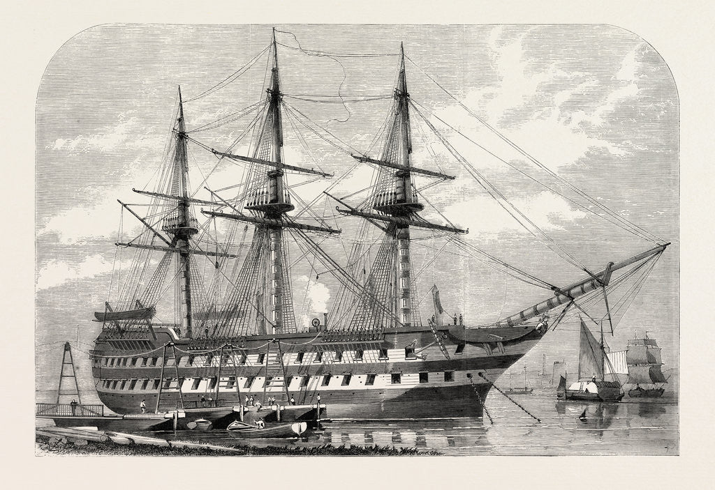 Detail of H.M.S. Agamemnon Receiving the Atlantic Cable on Board from Messrs. Glasse and Elliot's Works, East Greenwich, 1857 by Anonymous