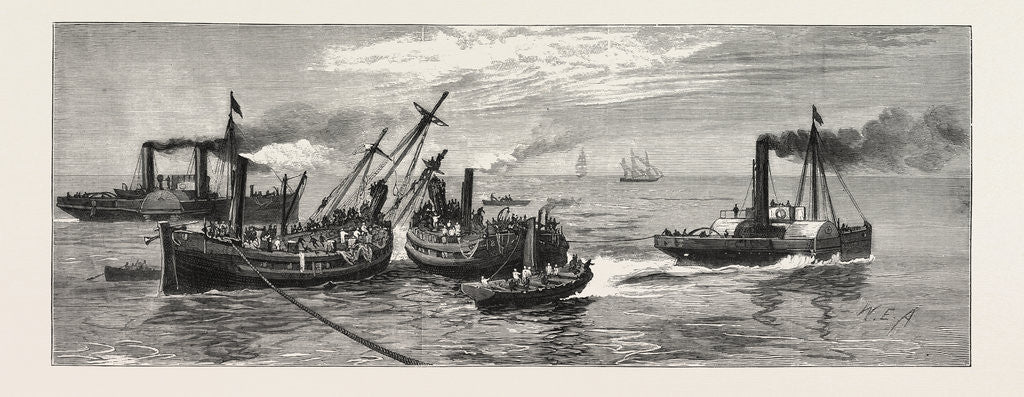 Detail of Placing the First Chain Beneath the Wreck, H.M.S. Eurydice by Anonymous